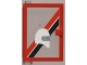 Part No: 73436c01pb01  Name: Door 1 x 4 x 5 Left with Trans-Clear Glass and Red & Black diagonal Stripe and White Helmet Pattern (Sticker) - Set 6373