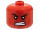 Part No: 79435pb09  Name: Minifigure, Head, Modified Giant Black Bushy Eyebrows, Dark Red Cheek Lines, Chin Dimple, and Furrowed Brow, Open Mouth Gritted Teeth Pattern
