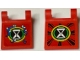 Lego part: Flag 2 x 2 Square with Flared Edge with Hourglass in Bright Green and Yellow Circles, Blue, White and Medium Azure Vines and Black Stripes Pattern on Both Sides (Stickers) - Set 71461