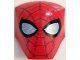 Part No: 85834pb06  Name: Large Figure Armor, Smooth with 2 x 2 Round Brick Attachment with Iron Spider-Man Mask with Dark Red Spider Web and Metallic Light Blue Eyes Pattern