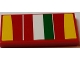 Part No: 87079pb0414  Name: Tile 2 x 4 with Italian Flag and Yellow and Red Curved Stripes Pattern (Sticker) - Set 75908