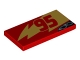 Lot ID: 166677219  Part No: 87079pb0435L  Name: Tile 2 x 4 with Gold Lightning, Red '95' and Exhaust Pipes Pattern Model Left Side