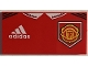Part No: 87079pb1163  Name: Tile 2 x 4 with White Adidas Logo and Manchester United Badge Pattern (BrickHeadz Soccer / Football Player Torso)
