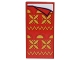 Part No: 87079pb1193  Name: Tile 2 x 4 with Red Blanket with Gold Geometric Flowers and Zigzags Pattern (Sticker) - Set 43205