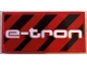 Part No: 87079pb1653 Name: Tile 2 x 4 with White 'e-tron' and Black Diagonal Stripes Pattern (Sticker) - Set 76921 Part No: 87079pb1653 Name: Tile 2 x 4 with White 'e-tron' and Black Diagonal Stripes Pattern (Sticker) - Set 76921