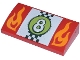 Part No: 88930pb039  Name: Slope, Curved 2 x 4 x 2/3 with Bottom Tubes with Flames and Number 8 in Lime Circle over Checkered Flag Pattern