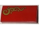 Part No: 88930pb157L  Name: Slope, Curved 2 x 4 x 2/3 with Bottom Tubes with Gold Scrollwork on Red Background Pattern Model Left Side (Sticker) - Set 40499