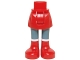 Part No: 92252c00pb008  Name: Mini Doll Hips and Skirt, Sand Blue Legs and Red Boots Pattern - Thick Hinge