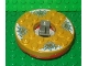 Lot ID: 166274071  Part No: 92549c04pb04  Name: Turntable 6 x 6 x 1 1/3 Round Base with Pearl Gold Top with Gold Faces on White and Blue Pattern (Ninjago Spinner)