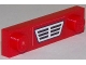Part No: 92593pb025  Name: Plate, Modified 1 x 4 with 2 Studs without Groove with Black and White Car Grille on Red Background Pattern (Sticker) - Set 60107