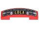 Part No: 93273pb062  Name: Slope, Curved 4 x 1 x 2/3 Double with Silver Car Grille and Bumper and Yellow 'LOLA' Pattern