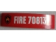 Part No: 93273pb070  Name: Slope, Curved 4 x 1 Double with Fire Logo Badge and 'FIRE 70813' Pattern (Sticker) - Set 70813
