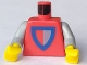 Part No: 973p47c01  Name: Torso Castle Classic Shield Red/Gray Pattern / Light Gray Arms / Yellow Hands