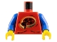 Part No: 973pb0057c01  Name: Torso Xtreme Stunts Pizza with Slice Pattern (Pepper) / Blue Arms / Yellow Hands