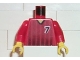 Part No: 973pb0208c01  Name: Torso Soccer Black Fading Stripes and Number 7 Front and Back Pattern / Red Arms / Yellow Hands