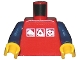 Part No: 973pb0274c02  Name: Torso Gravity Games with 3 White & Silver Logos Pattern / Dark Blue Arms / Yellow Hands