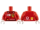 Part No: 973pb0341c01  Name: Torso Racers Ferrari Front, Vodafone Back (Stickers) with M. Schumacher Name Pattern / Red Arms / White Hands