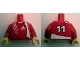 Part No: 973pb0450c01  Name: Torso Soccer Adidas Logo Red No. 11 Pattern (Stickers) / Red Arms / Yellow Hands
