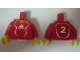 Part No: 973pb0554c01  Name: Torso Soccer Adidas Logo, Red and White No. 2 Pattern (Stickers) / Red Arms / Yellow Hands
