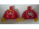 Part No: 973pb0558c01  Name: Torso Soccer Adidas Logo, Red and White No. 10 Pattern (Stickers) / Red Arms / Yellow Hands