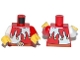 Lot ID: 112956460  Part No: 973pb0675c01  Name: Torso Castle Kingdoms Red and White Jester's Collar, Lion head on Buckle Pattern / Red Arm Left / White Arm Right / Yellow Hands