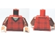 Part No: 973pb0754c01  Name: Torso Plaid Sweater with V-Neck Collar and Dark Red Lines over Light Bluish Gray Shirt, Light Nougat Neck Pattern / Reddish Brown Arms / Light Nougat Hands