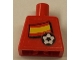 Lot ID: 402325303  Part No: 973pb0769  Name: Torso Soccer Red/White Team, Spanish Flag Sticker Front, Black Number Sticker Back Pattern (specify number in listing)