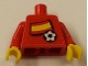 Part No: 973pb0769c01  Name: Torso Soccer Red/White Team, Spanish Flag Sticker Front, Black Number Sticker Back Pattern (specify number in listing) / Red Arms / Yellow Hands