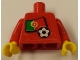 Part No: 973pb0776c01  Name: Torso Soccer Red/White Team, Portuguese Flag Sticker Front, Black Number Sticker Back Pattern (specify number in listing) / Red Arms / Yellow Hands