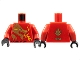 Part No: 973pb0833c01  Name: Torso Ninjago Gold Dragon Head and Flames Front and 'KAI' Back Pattern / Red Arms / Black Hands