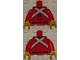 Part No: 973pb1397c01  Name: Torso Royal Guard Uniform with Black Buttons and White Crossed Belts Pattern / Red Arms / Yellow Hands
