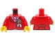 Part No: 973pb1665c01  Name: Torso Riding Jacket with Gold Buttons, Award Ribbon, and Dark Pink Ascot Pattern / Red Arms / Yellow Hands