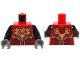 Part No: 973pb1715c01  Name: Torso Vest with Dark Red and Gold Armor with Scales and Orange Round Jewel (Fire Chi) Pattern / Black Arms / Dark Bluish Gray Hands
