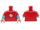 Lot ID: 384936961  Part No: 973pb2178c01  Name: Torso Red T-Shirt with Yellow Lightning Bolt Pattern / Medium Blue Arms with Molded Red Short Sleeves Pattern / Light Nougat Hands