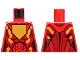 Part No: 973pb2234  Name: Torso Nexo Knights Female Armor with Orange and Gold Circuitry and Gold Dragon Head on Orange Pentagonal Shield Pattern