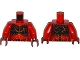 Part No: 973pb2236c01  Name: Torso Nexo Knights Female Armor Chest Plate, Orange and Dark Red Cracks and Orange, Black and Dark Red Spots Pattern / Red Arms / Dark Red Hands