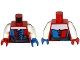 Lot ID: 267894155  Part No: 973pb2285c01  Name: Torso Batman Female Corset with Red and Blue Laces, Dark Bluish Gray Belt Pattern / White Arms / Blue Hand Left / Red Hand Right