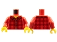 Part No: 973pb2343c01  Name: Torso Plaid Flannel Shirt with Collar and 5 Buttons Pattern / Red Arms / Yellow Hands