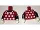 Part No: 973pb2428c01  Name: Torso Red Dress Top with White Collar and Polka Dots Front and Back Pattern / Black Arms with Red Short Sleeves with White Cuff Pattern / White Hands