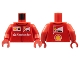 Lot ID: 352673929  Part No: 973pb2478c01  Name: Torso Speed Champions with Shell, UPS, Ferrari and White Santander Logo Front, Ferrari and Shell Logos Back Pattern / Red Arms / Red Hands