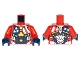 Part No: 973pb2646c01  Name: Torso Armor with Stars and Stripes and Silver Plates and Yellow Circle Arc Reactor Pattern / Red Arms / Dark Blue Hands
