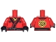 Part No: 973pb2783c01  Name: Torso Ninjago Robe with Ninjago Logogram 'FIRE', Black Sash and Gold Emblem Pattern / Red Arms / Black Hands