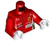 Part No: 973pb3144c01  Name: Torso Speed Champions with OMP, Ferrari, AFcorse, WEC Logo on Front, OMP, Ferrari, AFcorse, and Shell Logo on Back Pattern / Red Arms / White Hands