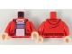 Lot ID: 383945809  Part No: 973pb3231c01  Name: Torso Hoodie with Zipper, Light Nougat Neck, White Shirt with Red and Blue Stripes Pattern / Red Arms / Light Nougat Hands