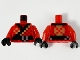 Part No: 973pb3881c01  Name: Torso Pixelated Ninjago Robe, Black Hem, Belt and Gold Trim Pattern / Red Arms / Black Hands