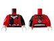 Part No: 973pb3946c01  Name: Torso Female Outline, Black And Red Open Jacket with 'HARLEY' on Back, Stars and Corset Pattern / Black Arm Left / Red Arm Right / White Hands
