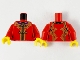 Part No: 973pb4161c01  Name: Torso Tang Jacket with Dark Purple Collar, Gold Trim and Ties Pattern / Red Arms / Yellow Hands
