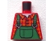 Part No: 973pb4243  Name: Torso Overalls Green, Bright Light Orange Windowpane Check Shirt, White Undershirt Pattern