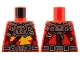 Part No: 973pb4314  Name: Torso Silver Armor and Buckle, Dark Red Straps, Bright Light Orange Bars Pattern