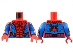 Part No: 973pb4416c01  Name: Torso Armor, Center Panel with Black Spider and Webbing, Blue Side Panels Pattern / Blue Arms with Red Armor, Silver Cuff Pattern / Red Hands